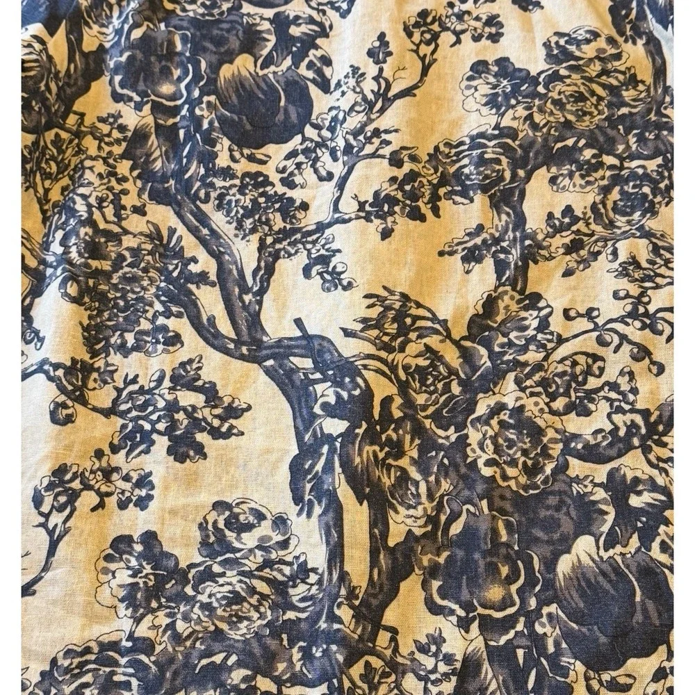 Soft Surroundings Empress Blue Floral Mandarin Style Jacket Tunic Linen Small